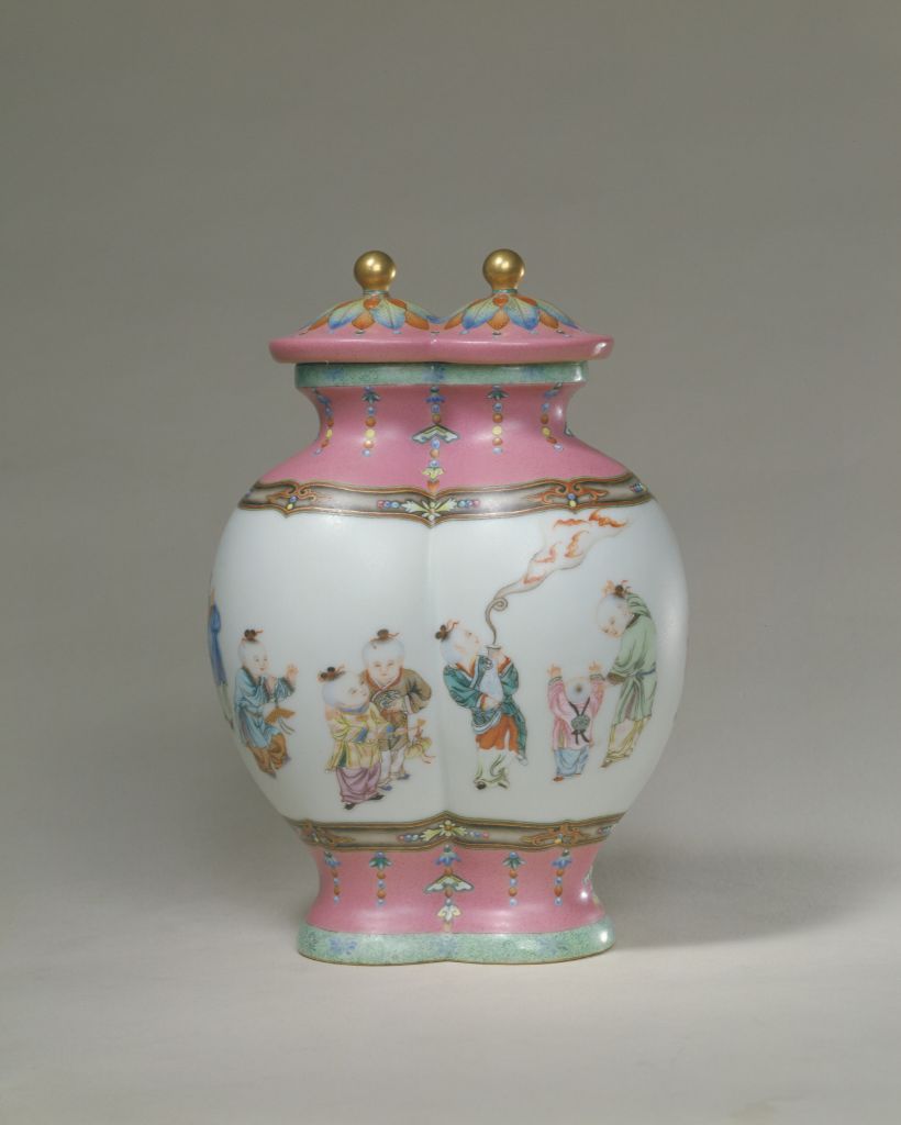 图片[1]-Enamel colored baby drama pattern double linked bottle-China Archive